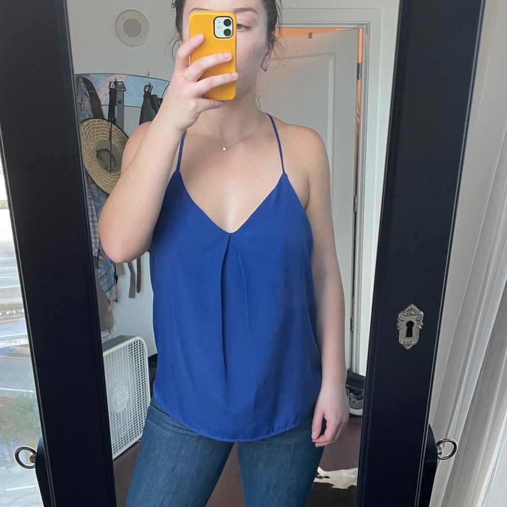 Blue silk tank